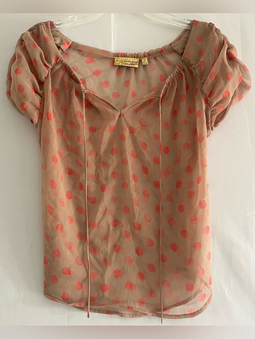 Princess Vera Wang Cottagecore Polka Dot Sheer Chiffon Blouse Small
